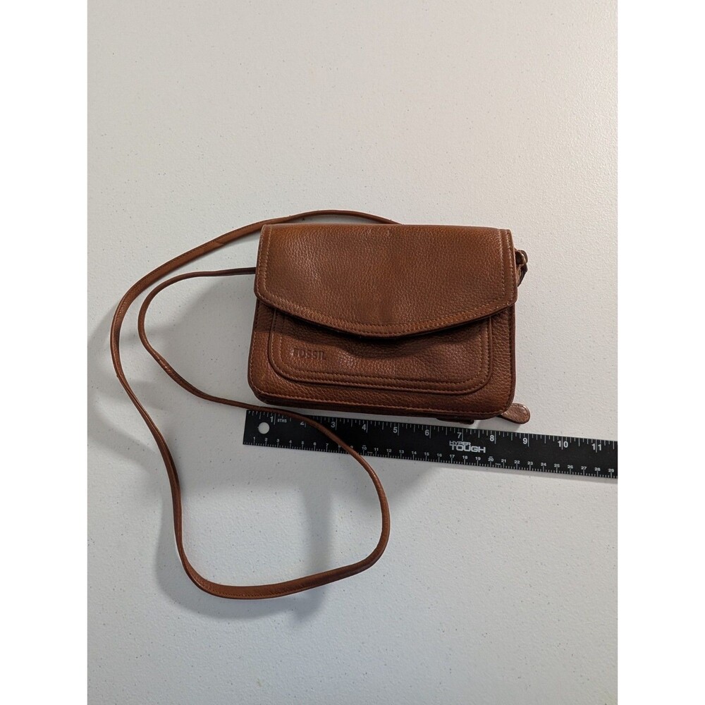 💐Fossil Brown Pebbled Small Crossbody with Credit Card Slots & Gold Hardware